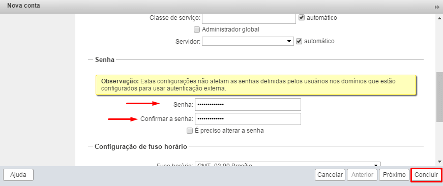 Gerenciando e-mail Zimbra - Criar conta no Zimbra - Passo 5