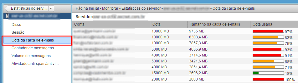 Gerenciando e-mail Zimbra - Quota de e-mail no Zimbra - Passo 3